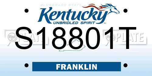 S18801T Kentucky License Plate