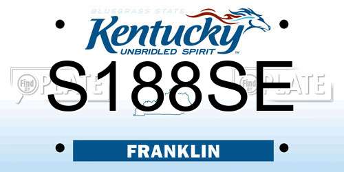 S188SE Kentucky License Plate