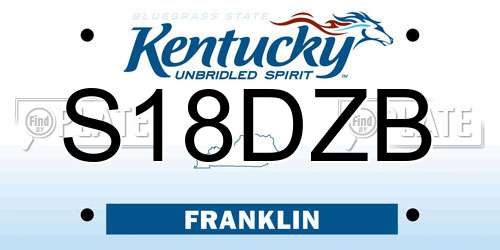S18DZB Kentucky License Plate