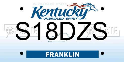 S18DZS Kentucky License Plate