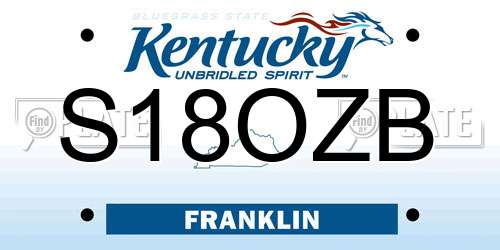 S18OZB Kentucky License Plate
