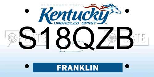 S18QZB Kentucky License Plate