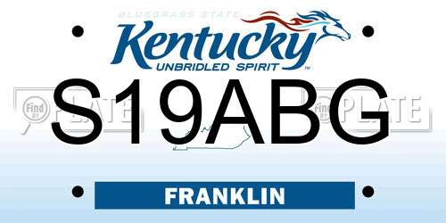 S19ABG Kentucky License Plate