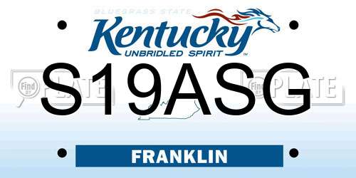 S19ASG Kentucky License Plate