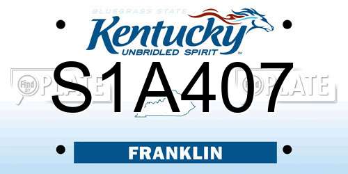 S1A407 Kentucky License Plate