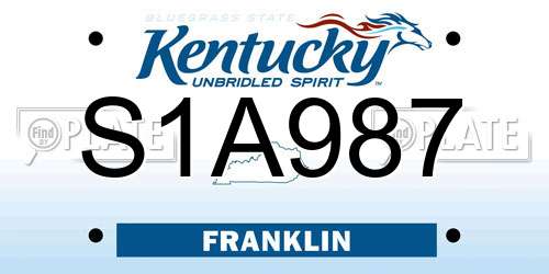 S1A987 Kentucky License Plate