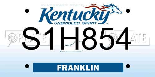 S1H854 Kentucky License Plate