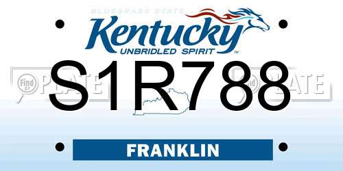 S1R788 Kentucky License Plate
