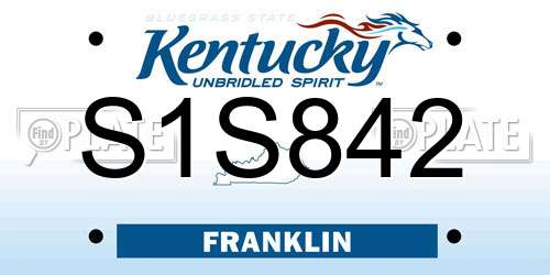 S1S842 Kentucky License Plate