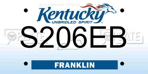 S206EB Kentucky License Plate