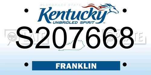 S207668 Kentucky License Plate