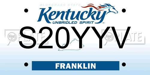 S20YYV Kentucky License Plate