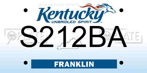 S212BA Kentucky License Plate