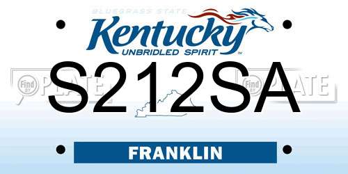 S212SA Kentucky License Plate