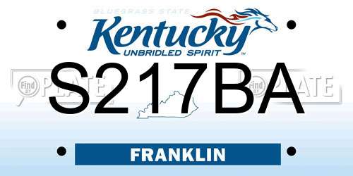 S217BA Kentucky License Plate