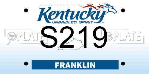 S219 Kentucky License Plate