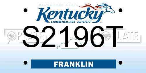 S2196T Kentucky License Plate
