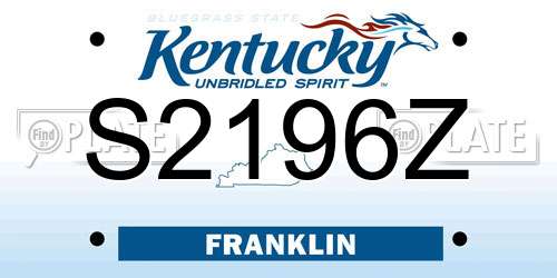 S2196Z Kentucky License Plate