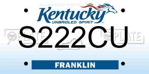 S222CU Kentucky License Plate