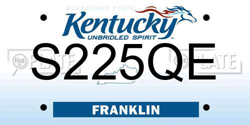 S225QE Kentucky License Plate