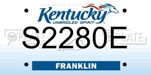 S2280E Kentucky License Plate