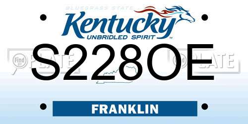 S228OE Kentucky License Plate