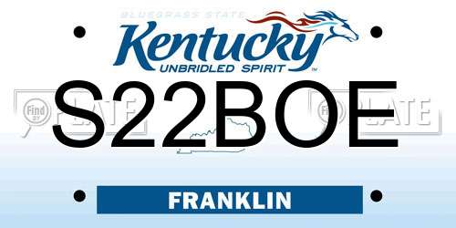 S22BOE Kentucky License Plate