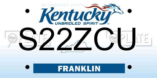 S22ZCU Kentucky License Plate