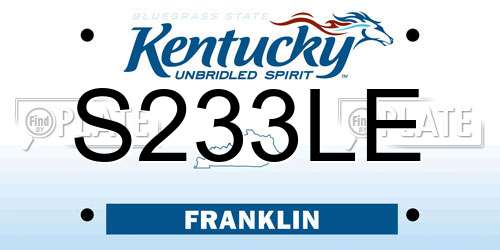 S233LE Kentucky License Plate