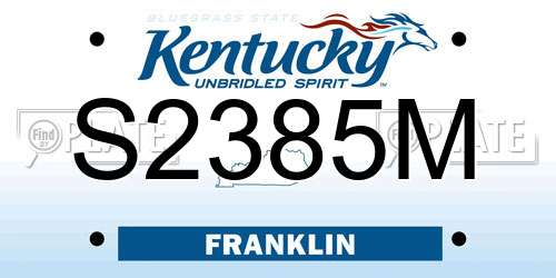 S2385M Kentucky License Plate