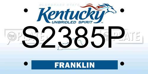 S2385P Kentucky License Plate