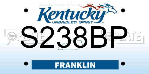 S238BP Kentucky License Plate