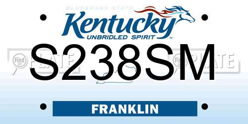 S238SM Kentucky License Plate
