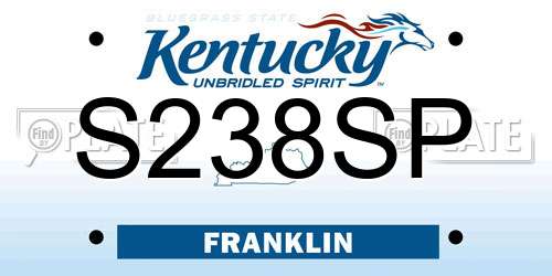 S238SP Kentucky License Plate