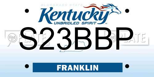 S23BBP Kentucky License Plate
