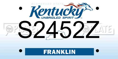 S2452Z Kentucky License Plate