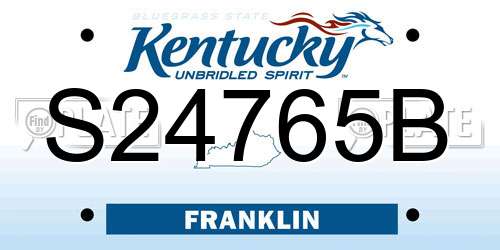 S24765B Kentucky License Plate