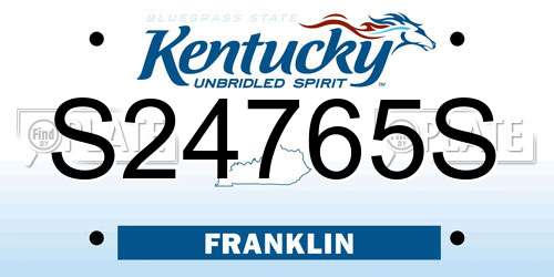 S24765S Kentucky License Plate