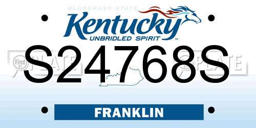 S24768S Kentucky License Plate