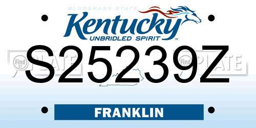 S25239Z Kentucky License Plate