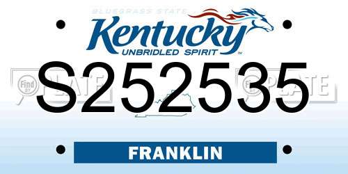 S252535 Kentucky License Plate