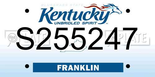 S255247 Kentucky License Plate