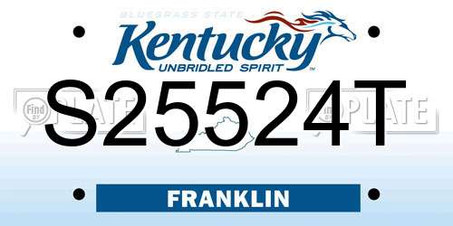 S25524T Kentucky License Plate