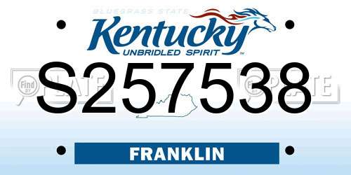 S257538 Kentucky License Plate