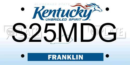 S25MDG Kentucky License Plate