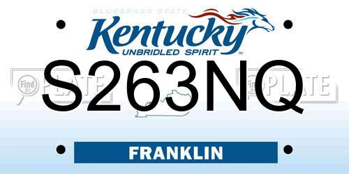 S263NQ Kentucky License Plate
