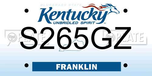 S265GZ Kentucky License Plate