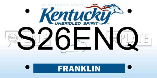 S26ENQ Kentucky License Plate