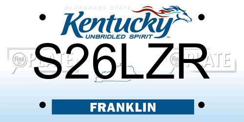 S26LZR Kentucky License Plate