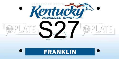 S27 Kentucky License Plate